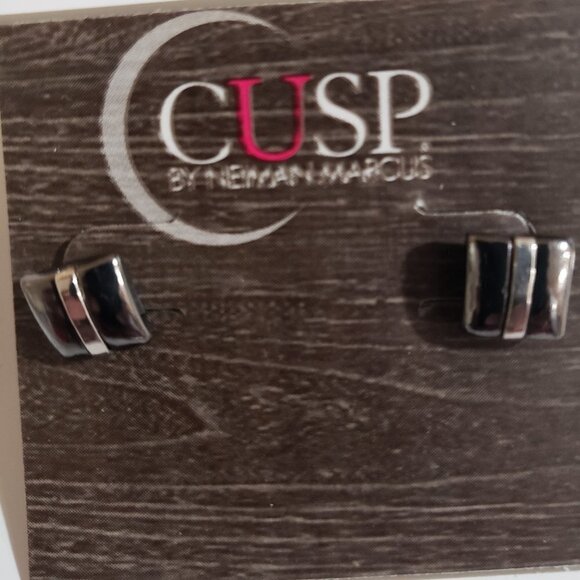 Elegant Women's Black and Silver Accent Stud Earrings - CUSP by Neiman Marcus - Picture 9 of 12